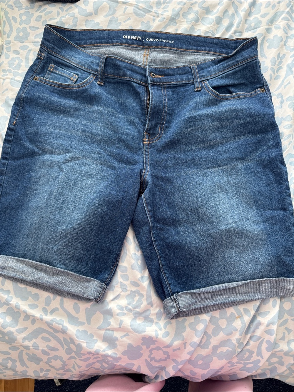 Old Navy Dark Blue Curvy Profile Denim Bermuda Shorts